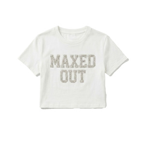 OEM White Crop <b>Top</b> <b>Rhinestone</b> Letter Printed Crew Neck Short Sleeve Slim Fit 100% Cotton Diamonds Blouse Custom Graphic Tee Y2K - Product Image 3