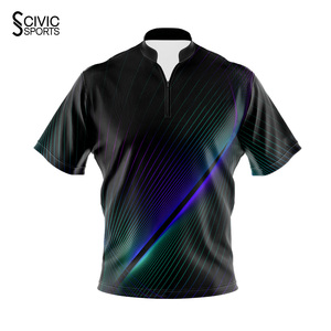 Maillot de bowling à manches courtes pour homme SCIVIC SPORTS, imprimé dégradé, séchage rapide, respirant, en polyester - Product Image 3