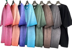 Wholesale 100% Cotton 220g Heavy Summer Solid Knitted Eco-Friendly Sun Faded Vintage Streetwear Short Sleeve Oversize Tshirt for - Product Image 1