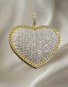 Pendentif Hiphop Dvars en Moissanite Diamant Forme Cœur Sertie Griffe, en Argent Sterling 925 Plaqué Or 18K, Breloque de Luxe pour Femme - Product Image 6