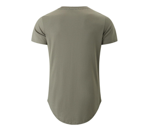 Camiseta Larga para Hombre, Cuello Redondo, Manga Corta, Largo Extendido, Transpirable, 100% Algodón, Estilo Urbano, Corte Holgado - Product Image 5