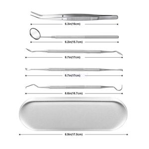 Ensemble de 5 instruments de diagnostic dentaire en acier inoxydable : pinces, miroir, sonde, détartreur pour examen buccal clinique – Personnalisable - Product Image 2