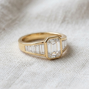 Lab Created Diamond Engagement Ring Emerald Cut 10K Solid Gold IGI Certified Women Wedding Custom Design Anniversary Gift - Product Image 3