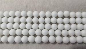 ลูกปัดหินหยกขาวทรงกลมเคลือบด้านสีขาวแบบเต็มเม็ด สำหรับทำสร้อยข้อมือ DIY - Product Image 3