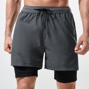 Men's High Street Double <b>Layer</b> Breathable Eco-Friendly Polyester/Mesh Fitness Gym Training Sports Shorts Quick Dry Workout - Product Image 4