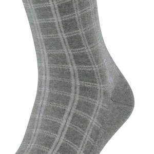 Chaussettes pour hommes personnalisées, chaussettes en tricot à carreaux gris respirantes, chaussettes décontractées d'automne - Product Image 5
