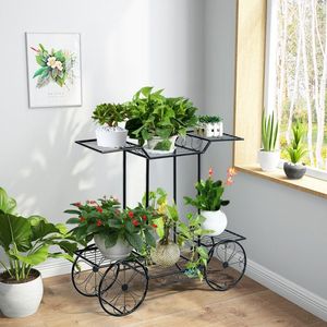 Carrello da Giardino a 6 Ripiani per Esposizione Fiori e Supporto per Vasi Decorativi e Piante - Product Image 4