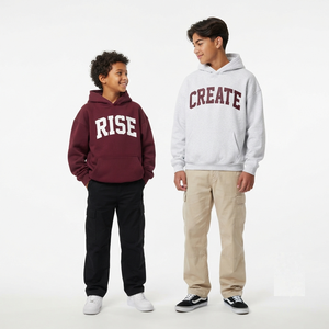 Sweat-shirts à capuche unisexes pour enfants en molleton de coton avec imprimé lettres et poches, style décontracté pour l'automne, collection Move Energy - Product Image 2