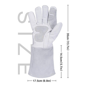 Gants de soudage TIG en cuir de vachette pleine fleur et croûte de cuir renforcés, ignifuges, haute performance, pour la lutte contre les incendies et le barbecue - Product Image 2