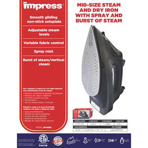 Ferro da Stiro Elettrico di Medie Dimensioni con Funzione Spray/Vapore Continuo e Asciutto - Product Image 4