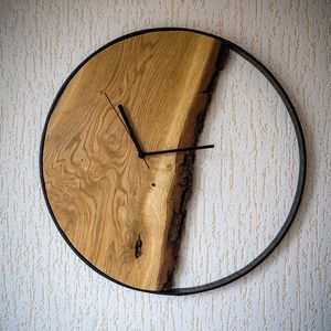 Round Wood Wall Clock Analog Quartz Silent Black Frame for Living Room - Product Image 2