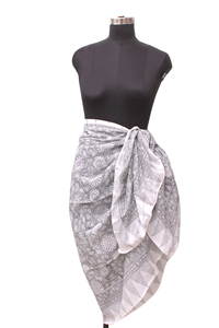 Pareo de Playa Ligero para Mujer, 100% Algodón, Diseño Floral Gris, Chal de Verano, Cubre Traje de Baño - Product Image 4