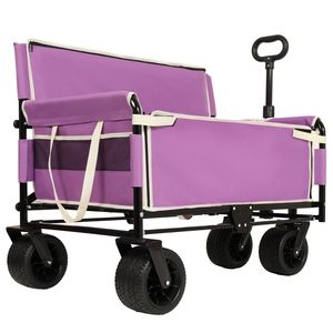 Carrello Pieghevole 3-in-1 Convertibile, Carriola Multiuso per Ogni Terreno con Capacità di 227 kg, Sedile e Vano Portaoggetti per Campeggio - Product Image 2