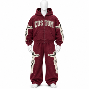 Ensemble de survêtement coupe-vent pour homme, léger, avec veste à capuche entièrement zippée et pantalon de jogging taille haute, pour activités de plein air - Product Image 2
