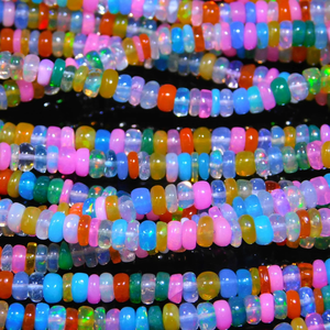 Cuentas de Rondelle lisas de disco de ópalo etíope de alta calidad, piedras preciosas naturales de ópalo de fuego multicolor de 3,5mm para la fabricación de joyas - Product Image 3