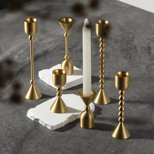 Design unique, 3 pièces, porte-bougie en métal doré de style européen, support de bougie de table, chandelier de mariage, porte-bougie pour bougies piliers - Product Image 6