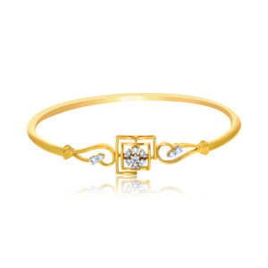 Bracelet en or jaune avec diamants pour femme, classique, diamants ronds brillants cultivés en laboratoire, à porter au quotidien - Product Image 1