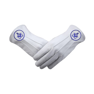 Wholesale Manufacturer International Masonic Gloves Leather <b>Square</b> & Compass G <b>Key</b> Embroidery Ceremonial Regalia - Product Image 1