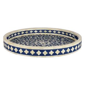 Plateau de service rond en incrustation d'os vert fabriqué à la main en résine et MDF pour la décoration de maison et de table de luxe - Product Image 4