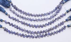 Perles de pierre précieuse Iolite naturelle facettée en forme de cœur, 4,5x5 mm, 8 pouces, pour la création de bijoux - Product Image 6