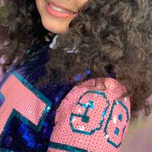 Vestido de Lentejuelas para Niñas Jack and Jill, Vestido Brillante de Manga Corta para Fiestas, Túnica Colorblock Rosa y Azul - Product Image 5