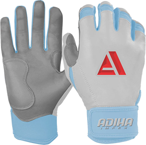 Guantes de Bateo de Cuero Premium Blancos y Azul Cielo con Acolchado de Cuero y Cierre de Velcro Unisex para Adultos Adiha impex - Product Image 3