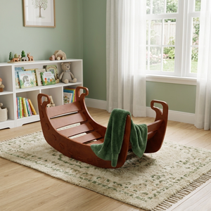 Chaise à bascule 3-en-1 en contreplaqué de pin américain, design durable et sûr, bords lisses pour les chambres d'enfants - Product Image 1