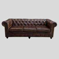 Premium Vintage Look lujo 3 plazas marrón oscuro cojín Chesterfield cuero sofá Chesterfield restaurante sofá Hotel muebles