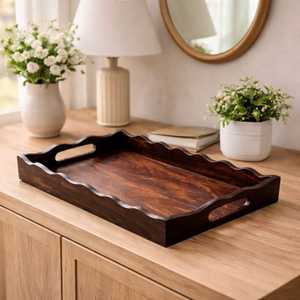 Fresh Trending Premium Acacia Wood <b>Serving</b> <b>Platter</b> Flower Shaped <b>Wooden</b> Tray for Appetizer & Fruit Decorative Tableware - Product Image 4