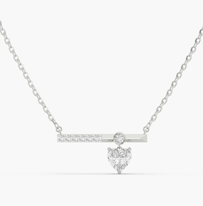 Pendentif cœur en diamant de culture dans un collier en or 14 carats pour femme - Product Image 4