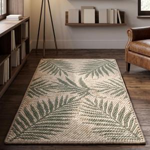 Tapis de sol moderne en laine beige crème et vert sauge, tissé à la main, texturé, antidérapant, à poils moyens, très demandé - Product Image 2