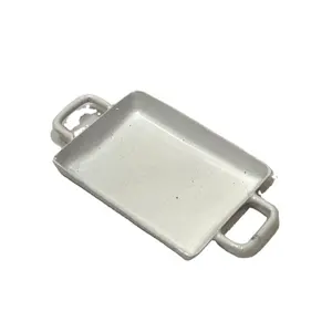 Rectangular Small <b>Miniature</b> Metal Tray for Doll House Kitchen Accessories 1:12 Scale Tray <b>Miniature</b> - Product Image 1