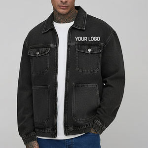 Veste Homme Streetwear Rétro Personnalisée en Jean Coton Délavé et Vieilli, Coupe Oversize, Boutonnée, Effet Décoloré, Couleurs Assorties, Style Vintage - Product Image 4