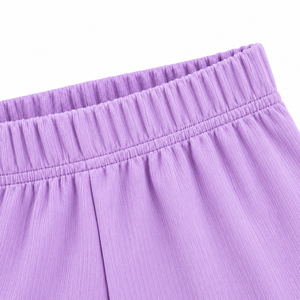 Girls Purple Tiered Tunic <b>Leggings</b> Set Heart Detail Regular Sleeve Kids Two Piece Summer Eco-Friendly Breathable Outfit - Product Image 4