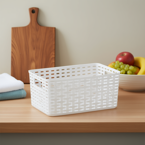 Cesta in Rattan N3 10L 33X22CM Cesto Portaoggetti in Plastica Bianca - Product Image 2