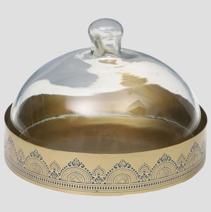 Luxury Glass Dome Cloche with Metal Base – Decorative Serving Tray with <b>Cover</b> for <b>Cake</b>, Dessert & Table Display - Product Image 4