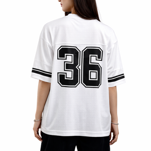 Maillot de football américain personnalisé de haute qualité, coupe ajustée, noir et blanc, t-shirt d'équipe, sublimation, uniformes d'entraînement unisexes - Product Image 6