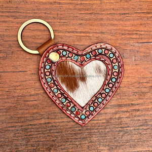 Véritable cuir de fourrure de vachette usiné à la main nouveauté porte-clés en cuir porte-clés élégant porte-clés Offre Spéciale élégant - Product Image 2