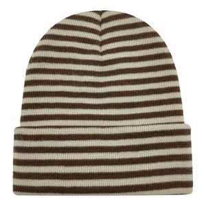 Gorro de punto a rayas para hombre, gorro de invierno con puño, gorro informal de acrílico acanalado - Product Image 4