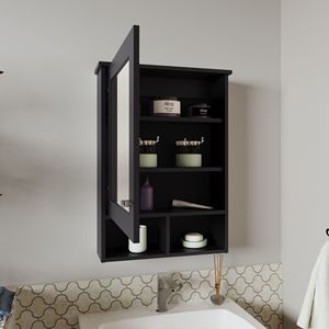 Armadietto per medicinali da 29 pollici con 5 ripiani, 1 porta e 1 specchio - Specchi da bagno neri - Product Image 5