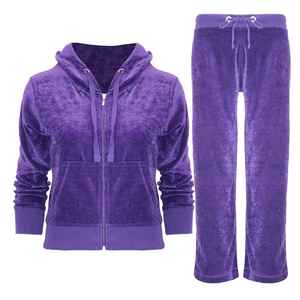 Ensemble de survêtement en velours pour femme, respirant, sans couture, écologique, avec logo personnalisé, poids lourd, pour l'hiver - Product Image 6