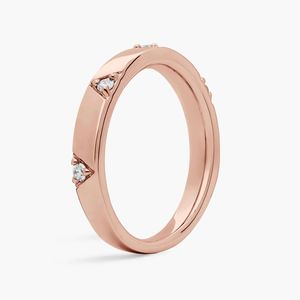 14K Yellow Gold Triangle Lab Grown Diamond Wedding Band <b>Ring</b> - Product Image 2