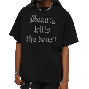 เสื้อยืดโอเวอร์ไซส์ผ้าฝ้ายเนื้อเจอร์ซีย์ถักน้ำหนัก 220 กรัม พิมพ์ลายเพชร สไตล์ฮิปฮอป สตรีทแวร์ สำหรับฤดูร้อน - Product Image 1