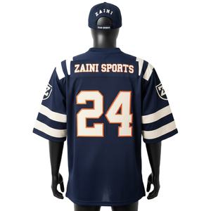 Camiseta 100% algodón para hombre, corte holgado, estampada, con paneles de malla de poliéster transpirable para fútbol, logotipo de tackle twill cosido. - Product Image 2