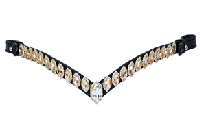 Luxury <b>Champagne</b> Crystal Horse Browband Premium Leather English Bridle Browband Rhinestone Horse Headstall Accessory - Product Image 3