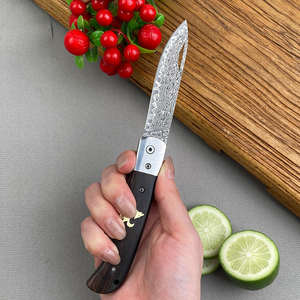 มีดพับเหล็กดามัสกัส DIY OEM พกพาสะดวกสำหรับตั้งแคมป์กลางแจ้ง ลายทองแดงรูปสัตว์ - Product Image 3