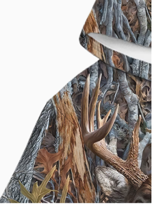 Sweat-shirt à capuche pour homme, imprimé camouflage cerf, coupe classique, en polaire tricotée, style décontracté automne, vêtement d'extérieur léger - Product Image 4