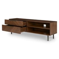 Meuble TV design en bois de chêne, style moderne du milieu du siècle, avec un style rétro emblématique et une fabrication de haute qualité, élégant pour le salon