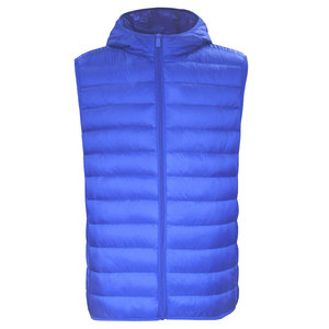 Chaleco Acolchado Grueso Azul para Hombre con Capucha, Forro de Sherpa y Ribete de Piel - Fabricante Personalizable - Product Image 1