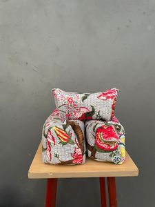 Sac fourre-tout matelassé en coton jaune et blanc à rayures, avec feuilles brodées, fermeture éclair, sacs en coton tendance pour femmes, usage quotidien - Product Image 2